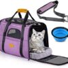 Morpilot Dog Transport Box, Breathable and Foldable Dog Box, Cat Transport Boxes with Adjustable Shoulder Strap, Cat Carry Bag with Removable Plush Mattress + Bowl