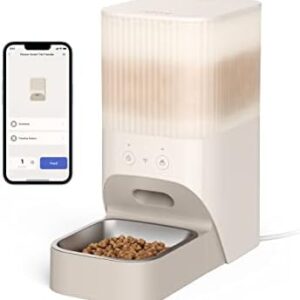 Nooie Pet Feeder, Smart Automatic Cat Feeder, 2.4GHz Wi-Fi, 3.8L Dry Food Dispenser, Portion Control, Low Food Detection, Real-Time Alerts, Clog-Free, Stainless-Steel Bowl, Suitable for Small Dogs