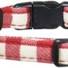 ONS Cotton Check Collar #10 Red (Cat & Ultra Small Dog Collar)