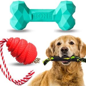 PAW'D UP | Premium (3 Pack) Dog Chew Toys for Aggressive Chewers | Large + Medium + Small Breeds | Puppy Teething, Non Squeaking, Treat Feeder, Teeth Cleaning, IQ Training, Anxiety Relief Multipack