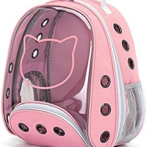 PETCUTE Cat Backpack,Cute Cat Carrier Backpack for Cat and Dogs Up to 7kg,Breathable Pet Backpack with Internal Safety Strap and Removable Mat for Travel Camping Hiking Pink