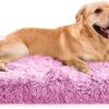 PETCUTE Dog Bed Washable,Long Plush Memory Foam Orthopedic Dog Crate Bed,Warm Dog Cushion Bed with Anti-Slip Bottom and Detachable Cover,Soft Dog Beds for Small Medium Dogs and Cats