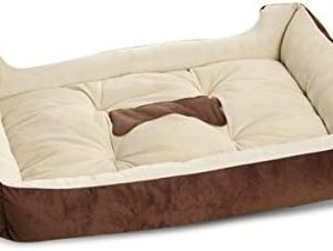PETCUTE Dog Bed with Faux Sheepskin Lining Pet beds Fully Washable Cat Bed Pet Beds Brown