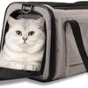 PETCUTE Transport Box for Dogs and Cats, Dog Transport Box with Removable Mat, Safety Lead, Breathable Cat Bag with Adjustable Shoulder Strap, Airline Approved