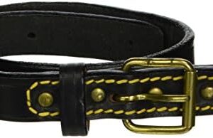 Petego La Cinopelca Classic Smooth Finish Flat Black Leather Collar, 1.5 inch, Fits 13 to 16 Inch
