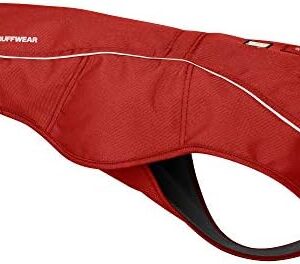 RUFFWEAR Overcoat Jacket, Dog Coat with Leash & Harness Portal Hole, Premium Fleece Lined Adjustable Lightweight Pullover Field Coat, for Cold Weather, Machine Washable, Red Clay - X-Large (91-107cm)