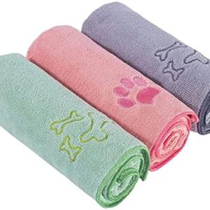 SUMEINA Pet Grooming Towel Collection Absorbent Microfiber X-Large, 40x20, Embroidered Pack of 3