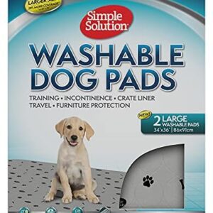 Simple Solution Large Washable Puppy Pad | Reusable Dog Pee Pad | Absorbent and Odor Controlling | 34x36 Inches, 2 Count