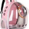 Sipobuy Pet Space Capsule Backpack, Small Medium Cat Puppy Dog Carrier, Transparent Breathable Heat Proof, Pet Carrier for Travel Hiking Walking Camping, Pink