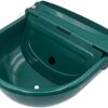 Stainless Steel Water Trough with Float Valve and Drain Plug, Blackish Green Painted Automatic Dog Water Dispenser Cattle Drinking Bowl for Cattle, Pigs, Sheep, Dogs