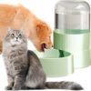 Tkekruh Automatic Cat Feeder, Water Dispenser, Water Dispenser for Dogs and Cats, Meets The Needs on Seven Days, Drinking Water at The Same time, Suitable for Small and Medium Pets (Green)
