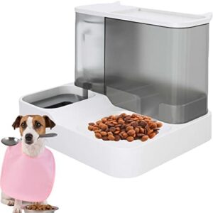 Tkekruh Automatic Feeder for Small and Medium Pets, 2-in-1 Cat Food Automatic Feeder and Water Dispenser Set, 1 Litre Feeder and 2.8 Watering for Small