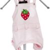 Trilly All Brilli 15-Malvaros/M Malva Dungarees with Strawberry and Swarovski Hearts Thermal Application S/M, Pink