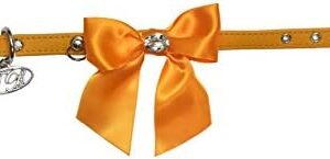 Trilly tutti Brilli Katia Collar with Swarovski Bow for Dogs, 30 x 1.2 cm, Orange
