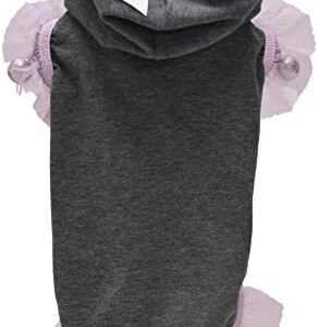 Trilly tutti Brilli Lizzie T-Shirt with Lace and Swarovski Bow for Dogs, Small/Medium, Grey
