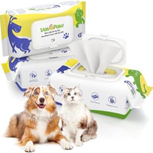 VavoPaw Pack of 100 x 3 Cleaning Wipes for Dogs Deodorising Care Wipes Dog Cat Fragrance Free Wet Wipes Cat Natural Wipes for Paw Ear Butt Body Wipes for Dogs