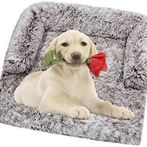 Vinnykud Soft Plush Dog Mat Sofa Pet Couch Mat for Dogs Plush Cushion Furniture Protector Pet Cover Removable Dog Blanket with Zipper Plush Pet Bed Washable Anti Slip Pad
