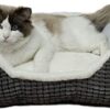 WINDRACING Dog Bed for Medium Dogs,Cute Cat Bed for Indoor Cats,Washabel Super Soft Durable Kitten Bed and Puppy Bed, Anti-Slip & Water-Resistant Bottom ,Luxury Square Grey Small Animal Bed