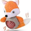 Wookiwuki Dog Toy for Aggressive Chewers, Squeaky Fox Shaped Dog Chew Toy for Outdoor Indoor Games, Hard Plush Toys, Stuffed Puppy Toys for Small Medium Dogs