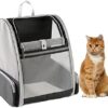 YUOCT Travel Fat Cat Backpack Carrier, Full Ventilation Pet Carrier Backpack for Cats and Puppy, Airline Approved Cat Carrying Backpack for Travel and Hiking(Black)