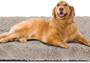 Zvonema Dog Bed Plush Dog Cushion, Fluffy, Machine Washable, Anti-Anxiety, Portable, Dog Mat with Non-Slip Base for Small Medium Large Dogs (91 x 59 cm)