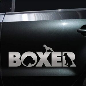 generisch Car Sticker Dog Boxer M1 Sticker for Car Sticker 45 x 14 cm Silver