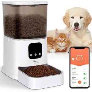 himaly Automatic Cat & Dog Feeder with App, 6L Automatic Feeder with Stainless Steel Bowl, Timed Control, 10s Voice Recording, up to 10 Meals per Day