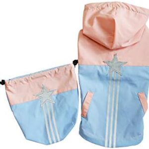 D.O.G Star Reflector Raincoat with Drawstring, Pink x Blue, 3L for Dogs