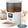 WHDPETS Automatic Cat Feeder, 4L Timed Cat Feeder Pet Food Dispenser with Stainless Steel Bowl and Feeding Mat for Small Cats and Dogs, Programmable Meal & Portion with 10s Voice Recorder, White