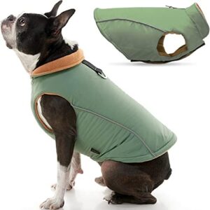 Gooby Cold Weather Fleece Lined Sports Dog Vest Reflective Lining, Large, Green