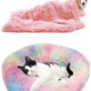 YiCTe Cat Bed Cute Dog Bed Washable Pet Bed Cushion Doughnut Dog Bed Extra Soft Comfortable and Suitable for Cats and Small Medium Large Dogs (70 cm Diameter), Tie-Dye Rainbow