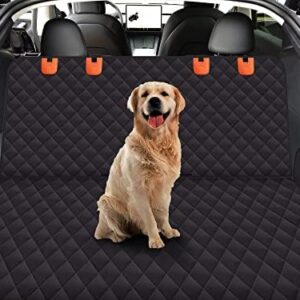 Dog Back Seat Cover Protector for Cars SUV and Trucks with Mesh Window, Scratchproof Nonslip and Waterproof Material,Black Orange