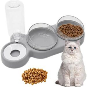 Cat Bowl Set 3 in 1 Feeding Bowl Cat 15° Tilting Double Bowl for Cats Cat Bowl with Automatic Water Dispenser for Small and Medium Dogs and Cats
