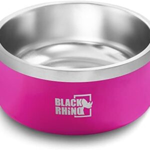 Black Rhino The Dura-Bowl (64 Oz) Double Insulated Stainless Steel Food & Water Dog Bowls for Small, Medium, Large Dogs | Non Slip |