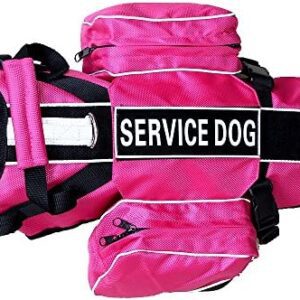 haoyueer Service Dog Backpack Detachable Saddle Bags with Label Patch (Medium, Fits 20-24 Inch, Hot Pink)