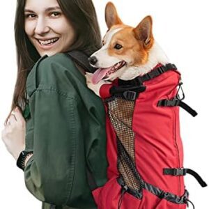 Galatée Dog Carrier Backpack, Portable Adjustable Dog Backpack, Ventilated Pet Carrier Backpack, Pet Backpack for Hiking, Outdoors, Hiking, Mountaineering, Travel (XL, Red)