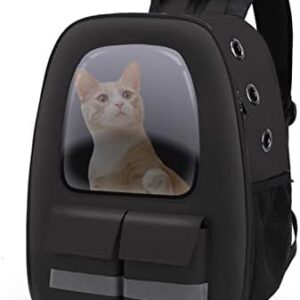 PETCUTE Cat Backpack, Oxford Cloth Dog Backpack for Small Cats, Breathable Pet Backpack with Removable Mat, Reflective Stripes, Cat Backpack with Safety Lead, for Travel