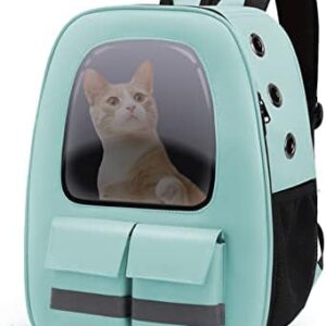 PETCUTE Cat Backpack, Oxford Cloth Dog Backpack for Small Cats, Breathable Pet Backpack with Removable Mat, Reflective Stripes, Cat Backpack with Safety Lead, for Travel