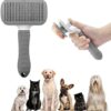 TNSLAND Dog Brush Cat Brush Pet Brush for Short Hair Long Hair Dog Hair Brush Pet Hair Brush Self-Cleaning Fur Brush Dogs Cats Pet Care Brush Comb for Removing Undercoat