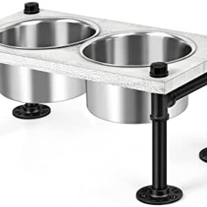 Dog Bowl, Raised Dog Bowl with 2 Non-Slip Stainless Steel Dog Bowls, Feeding Bowl Stand for Small, Medium and Large Dogs and Pets