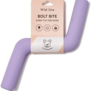 Wild One Bolt Bite Dog Toy 100% Natural Rubber, Fun to Chew, Chew Toy, Treat Dispensing, Durable for All Breeds and Average Chewers, Lilac