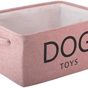 Canvas Dog Toy Basket Basket for Dogs Toy Storage - 40cms (16in) x 30cms (12in) x 20cms (8in) -Pink