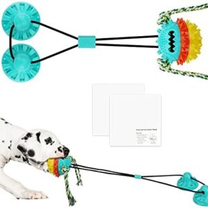 Aceshop Dog Chew Toys Double Suction Cup Dog Toy Interactive Puppy Treat Ball Puzzle Pet Rope Ball Toys Multifunctional Pet Molar Bite Toy with 2 Enhanced Stickers for Dog Cat Dental Care Teeth Clean