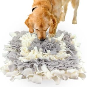Sniffing Rug Dog, Smell Training Feeding Mat, Washable Intelligence Toy Sniffing Rug, Sniffing Blanket, Training Mat, Sniffing Mat for Pets, Dogs, Cats (45 x 45, White Grey)