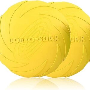 PETCUTE Pet Dog Fetch Toy Flyer Dog Toy Soft and Durable Dog Disc 2 Pieces Yellow ø 15 cm