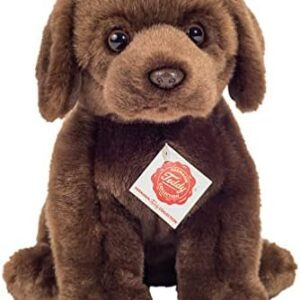 Teddy Hermann 91958 Labrador Dog Sitting Dark Brown 25 cm Cuddly Toy Plush Toy with Recycled Filling