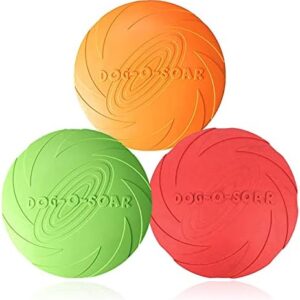 Winzasber Dog Frisbee, Pack of 3, 22 cm Dog Toy, Frisbee, Rubber Frisbee, for Land and Water, Dog Training, Throwing, Catching & Playing (Red + Orange + Green) (L)