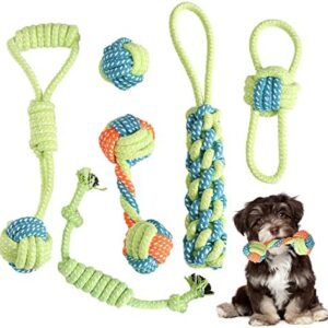 MOFELON Dog Toy Small Dogs, 6 Piece Dog Toy Set, Chewing Dog Toy Set for Small Dogs/Medium, Dog Toy Puppies Made of Natural Cotton, Puppy Toy for Dogs ​Dental Care