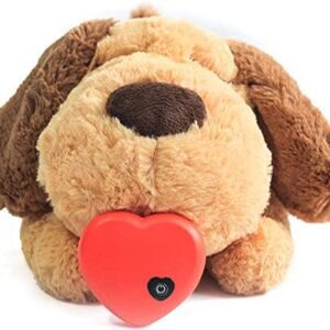 E-More Puppy Toy with Heartbeat, Puppies Separation Anxiety Dog Toy Soft Plush Sleeping Buddy Behavioral Aid Toy Puppy Heart Beat Toy for Puppies Dog Pet