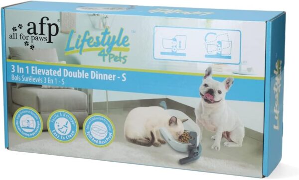 All For Paws Lifestyle 3-in-1 Elevated Double Dinner Feeder Bowl, Small, 8.3007 kg